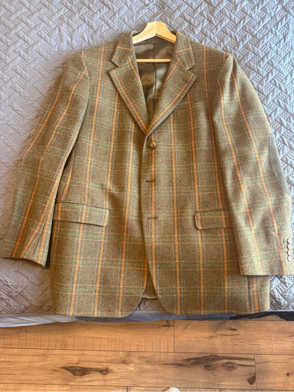 Ermenegildo Zegna Green Plaid Sport Coat with Tan & Orange Windowpane - Picture 4 of 15